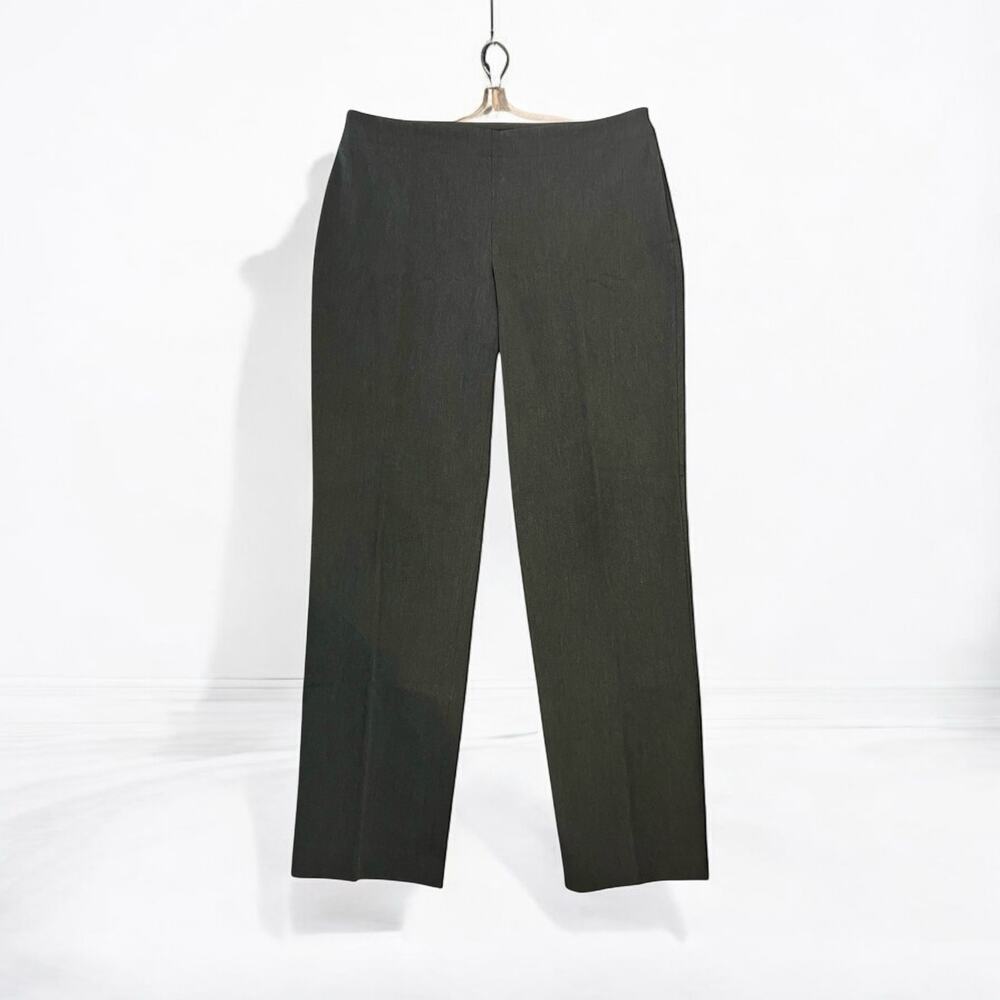 Talbots Women's Dark Gray Heritage Straight Leg Side Zip Flat Waist Pants SZ 12